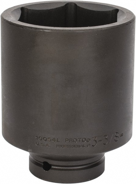 Impact Socket: 1" Drive, 3-3/8" Socket, Hex Drive