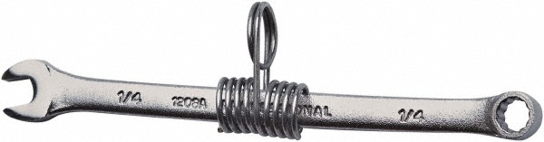 Combination Wrench: 5/16" Head Size, 15 deg Offset - 5-3/8" OAL, Steel, Satin Finish, Tether Capable