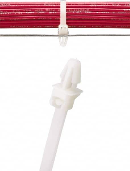 Cable Tie: 7.9" Long, Natural, Nylon, Mountable