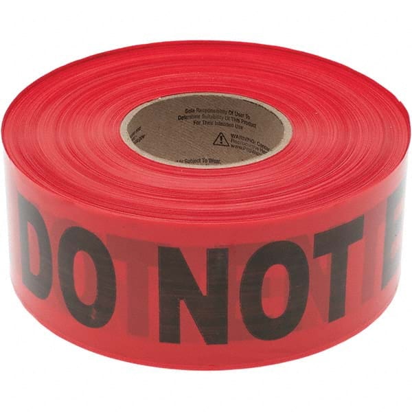 1,000' Long x 3" Wide Roll, Polyethylene, Black & Red Barricade Tape