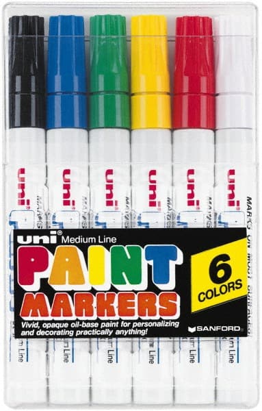 Solid Paint Marker: Black, Blue, Green, Red, White & Yellow, Bullet Point