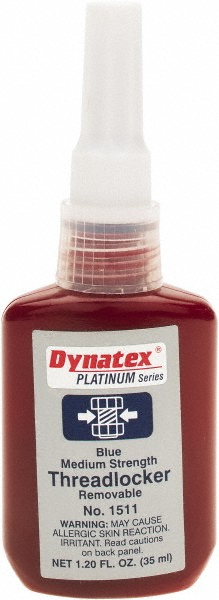 Threadlocker: Blue, Liquid, 35 mL, Bottle - Medium Strength, 350 &deg; F Max