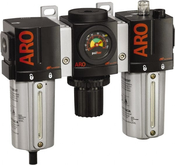 ARO/Ingersoll-Rand C38351-810 FRL Combination Unit: 3/4 NPT, Standard, 3 Pc Filter-Regulator-Lubricator with Pressure Gauge 