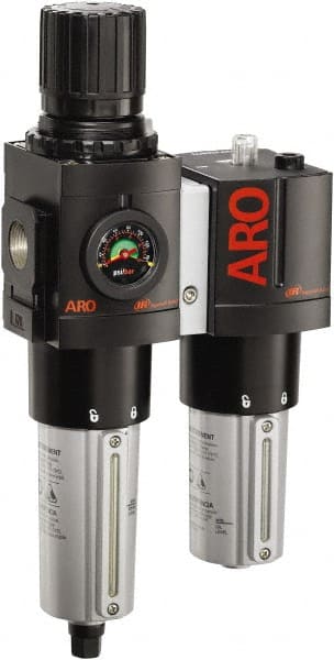 ARO/Ingersoll-Rand C38451-611 FRL Combination Unit: 3/4 NPT, Heavy-Duty, 2 Pc Filter/Regulator-Lubricator with Pressure Gauge 