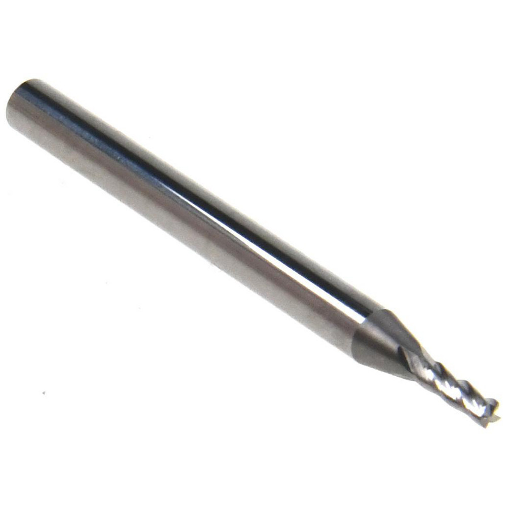 Accupro Miniatures Square End Mill: 0.0610" Dia, 0.1830" LOC, 4 Flute, Solid Carbide - 1.5000" OAL, 0.1250" Shank Dia, 30 deg Helix, Bright/Uncoated Finish, Single End, Series 547