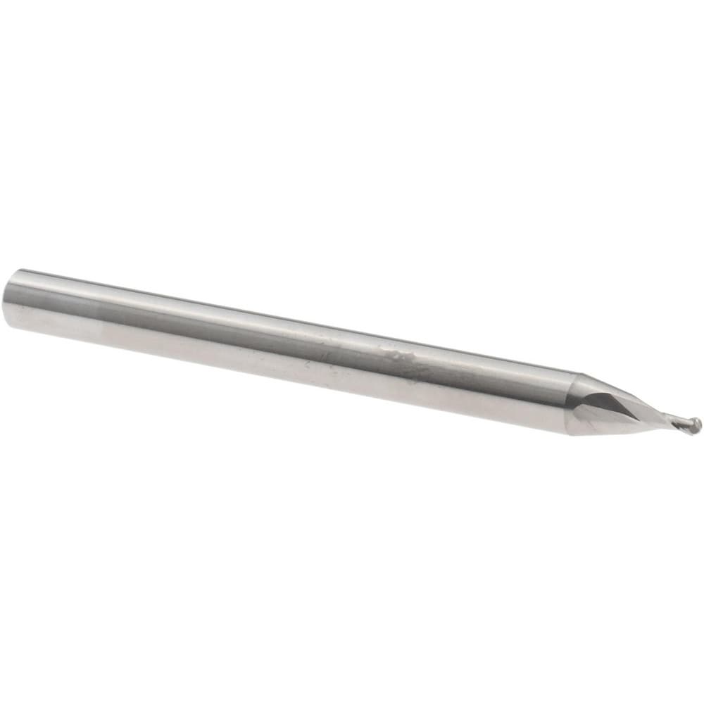 Ball End Mill: 0.0394" Dia, 0.0580" LOC, 2 Flute, Solid Carbide
