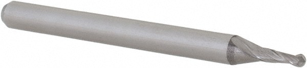 Ball End Mill: 0.056" Dia, 0.168" LOC, 2 Flute, Solid Carbide