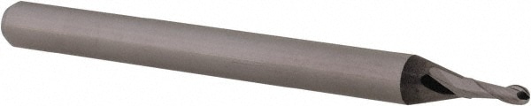 Ball End Mill: 0.049" Dia, 0.147" LOC, 2 Flute, Solid Carbide