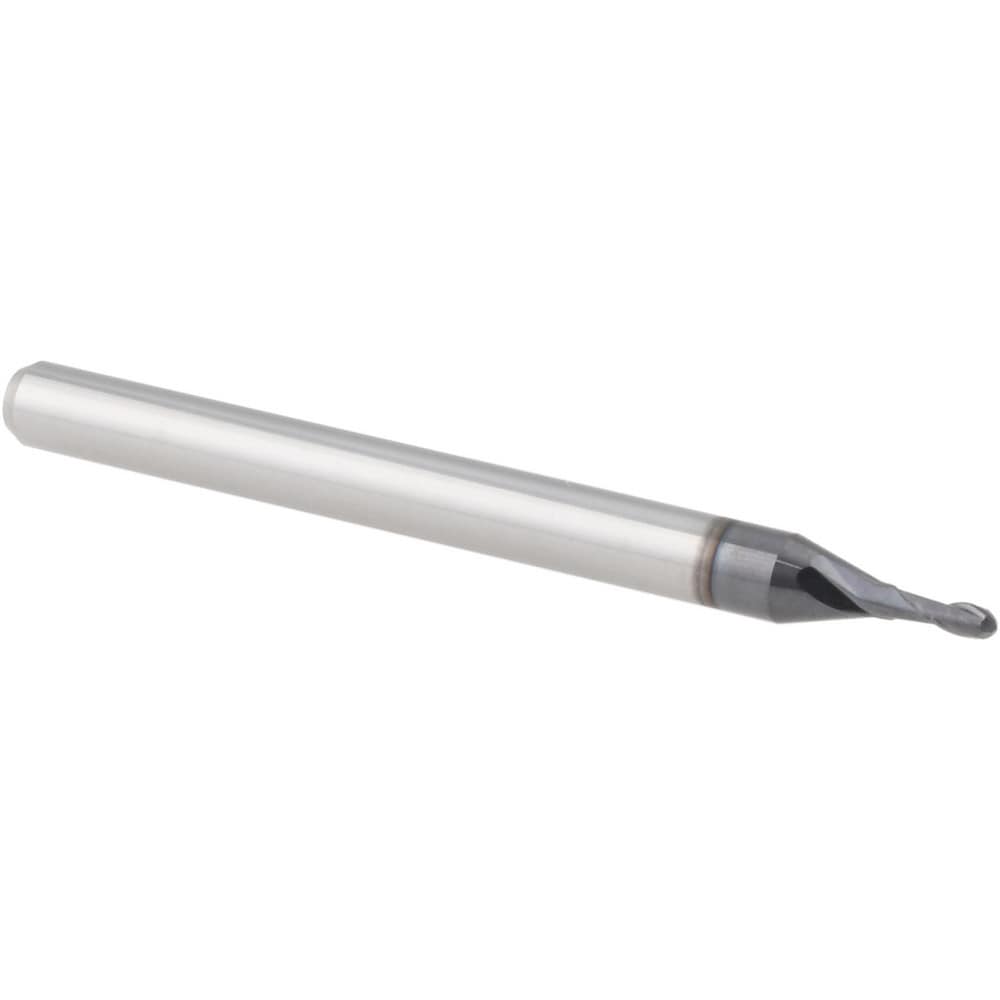 Ball End Mill: 3/64" Dia, 0.1410" LOC, 2 Flute, Solid Carbide