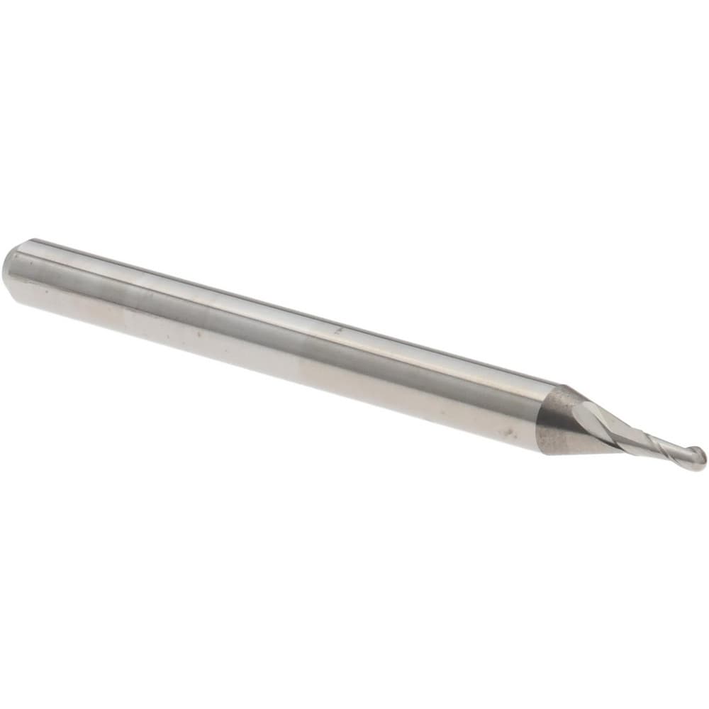 Ball End Mill: 0.0440" Dia, 0.1320" LOC, 2 Flute, Solid Carbide