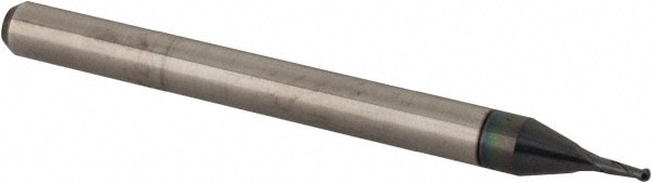 Ball End Mill: 0.0312" Dia, 0.093" LOC, 2 Flute, Solid Carbide
