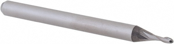 Ball End Mill: 0.046" Dia, 0.138" LOC, 2 Flute, Solid Carbide