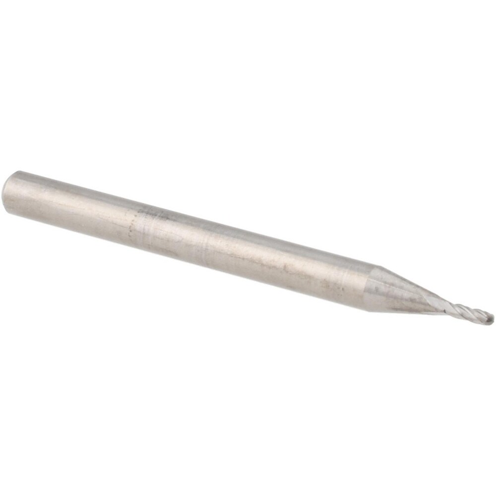 Ball End Mill: 0.0394" Dia, 0.1170" LOC, 4 Flute, Solid Carbide