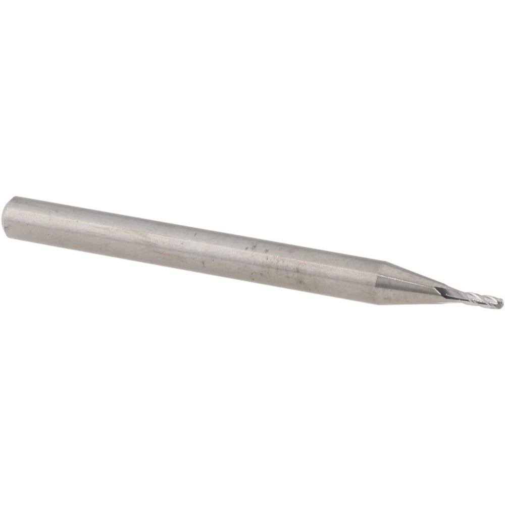 Ball End Mill: 0.0370" Dia, 0.1110" LOC, 4 Flute, Solid Carbide