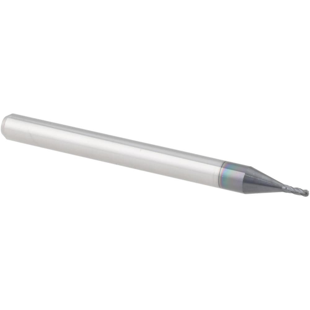 Ball End Mill: 0.0330" Dia, 0.0990" LOC, 4 Flute, Solid Carbide