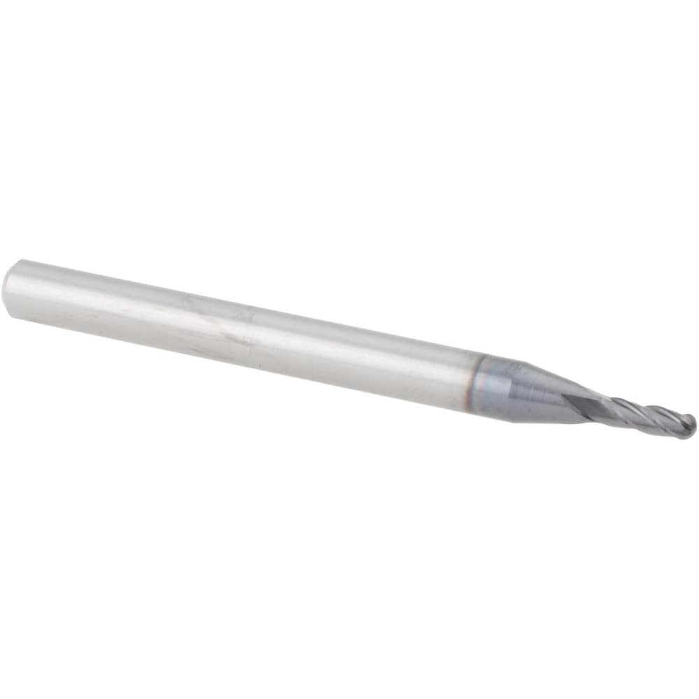 Ball End Mill: 0.0600" Dia, 0.1800" LOC, 4 Flute, Solid Carbide