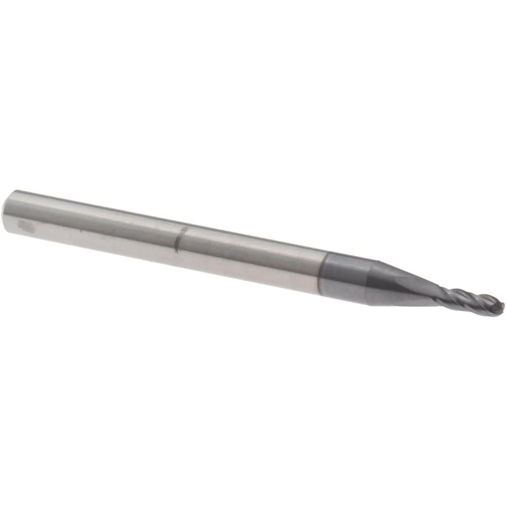 Ball End Mill: 0.0590" Dia, 0.1770" LOC, 4 Flute, Solid Carbide