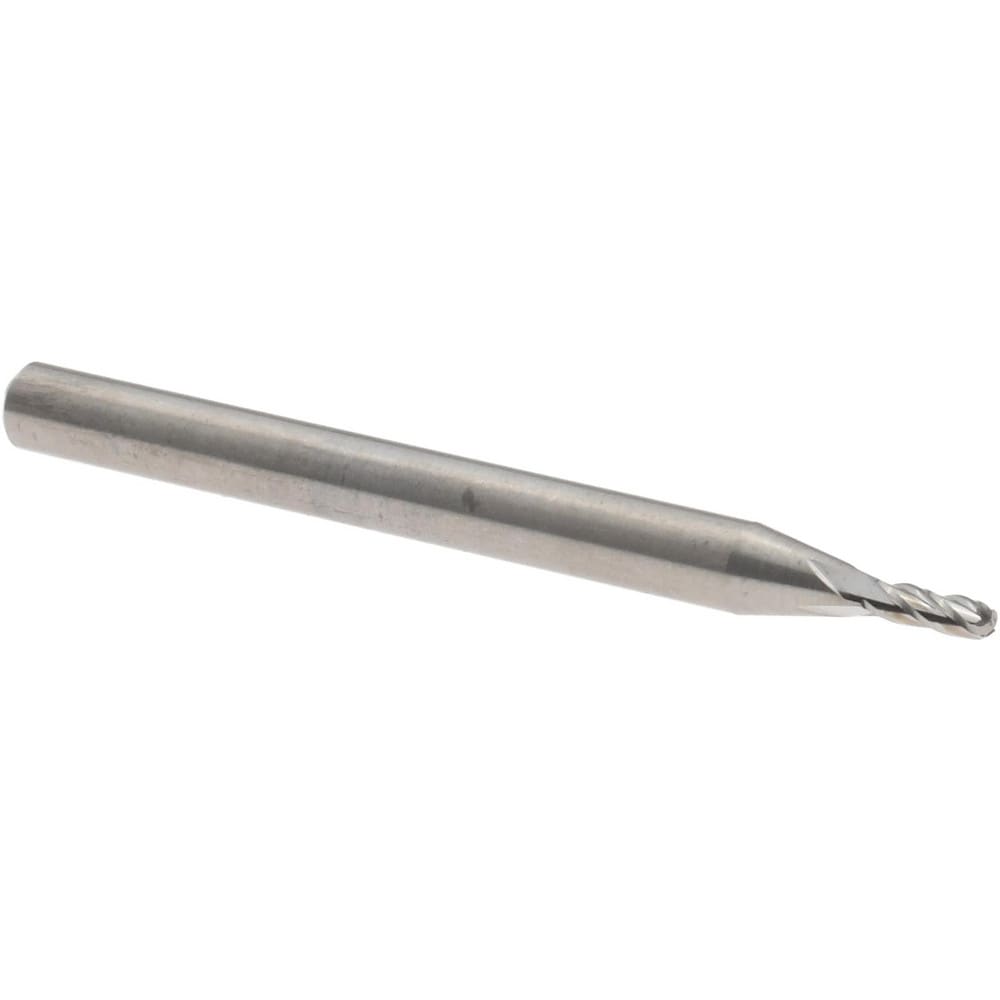Ball End Mill: 0.0550" Dia, 0.1650" LOC, 4 Flute, Solid Carbide