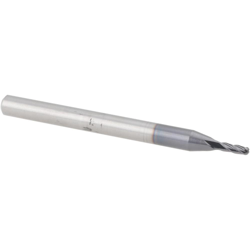 Ball End Mill: 0.0530" Dia, 0.1590" LOC, 4 Flute, Solid Carbide