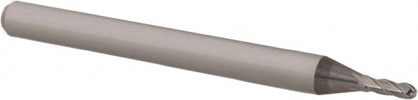 Ball End Mill: 0.051" Dia, 0.153" LOC, 4 Flute, Solid Carbide