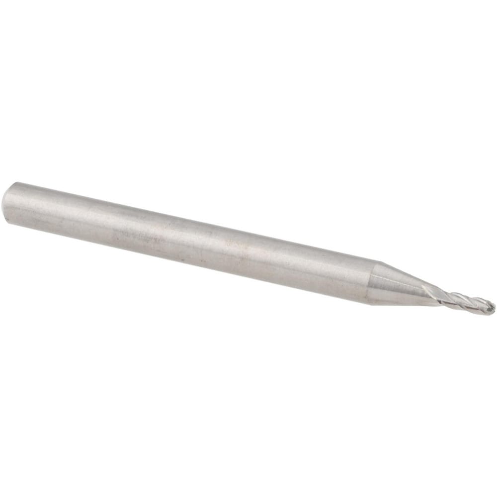 Ball End Mill: 3/64" Dia, 0.1410" LOC, 4 Flute, Solid Carbide
