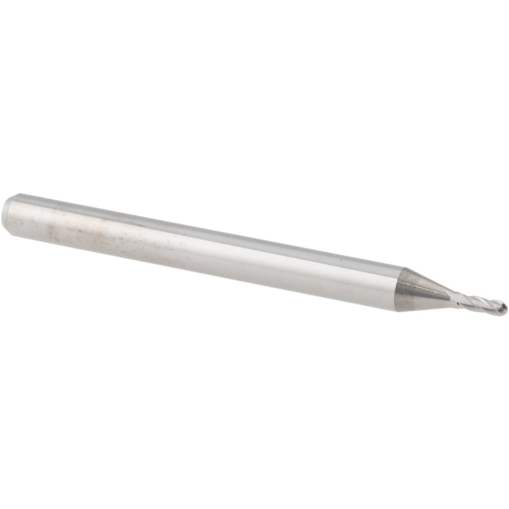 Ball End Mill: 0.0440" Dia, 0.1320" LOC, 4 Flute, Solid Carbide