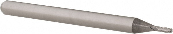 Ball End Mill: 0.042" Dia, 0.126" LOC, 4 Flute, Solid Carbide
