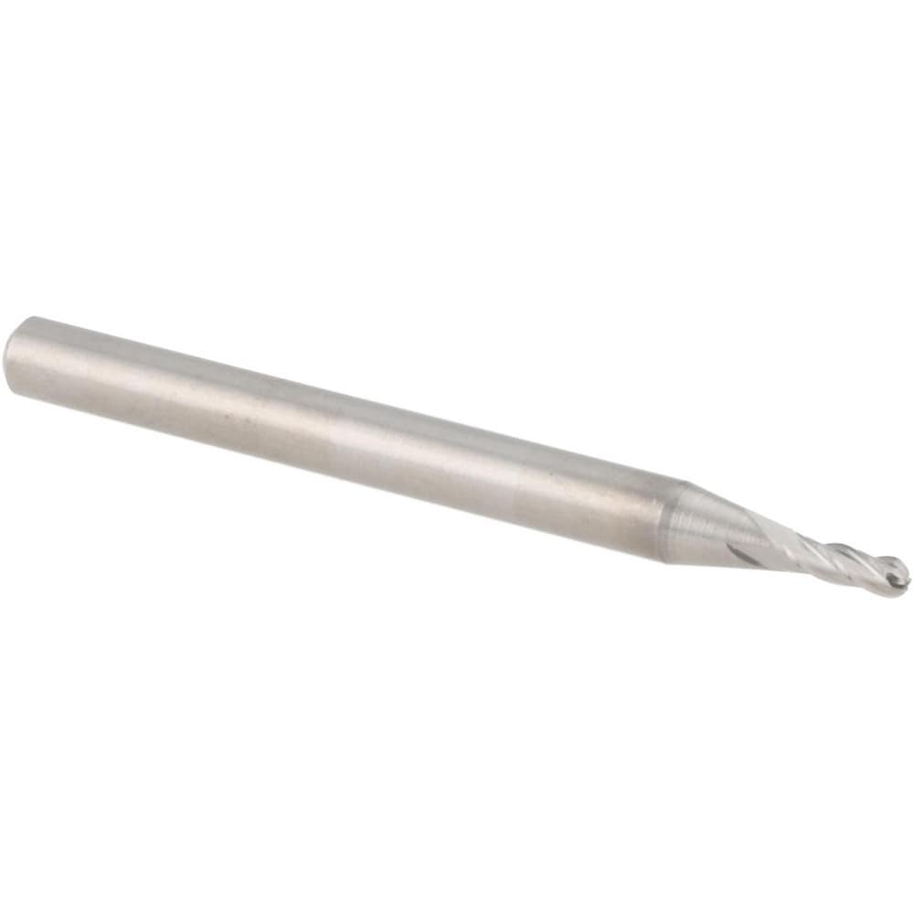 Ball End Mill: 0.0600" Dia, 0.1800" LOC, 4 Flute, Solid Carbide