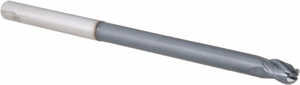 Ball End Mill: 0.25" Dia, 0.375" LOC, 3 Flute, Solid Carbide