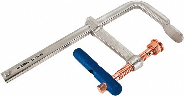 Sliding Arm Bar Clamp: 12" Max Capacity, 5-1/2" Throat Depth