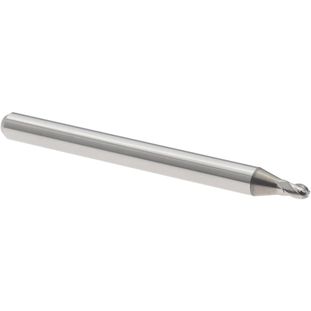 Ball End Mill: 0.0650" Dia, 0.0970" LOC, 4 Flute, Solid Carbide