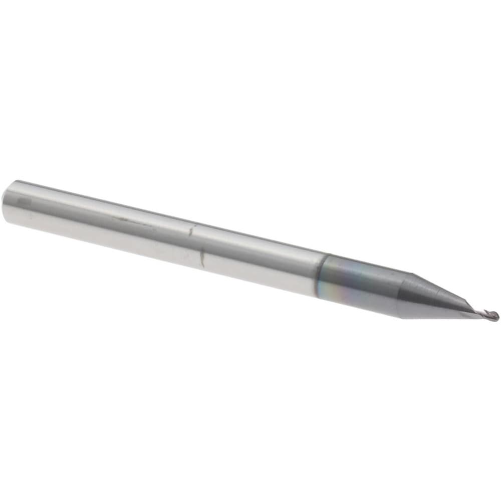 Ball End Mill: 0.0280" Dia, 0.0420" LOC, 4 Flute, Solid Carbide