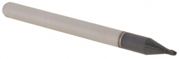 Ball End Mill: 0.0394" Dia, 0.058" LOC, 4 Flute, Solid Carbide