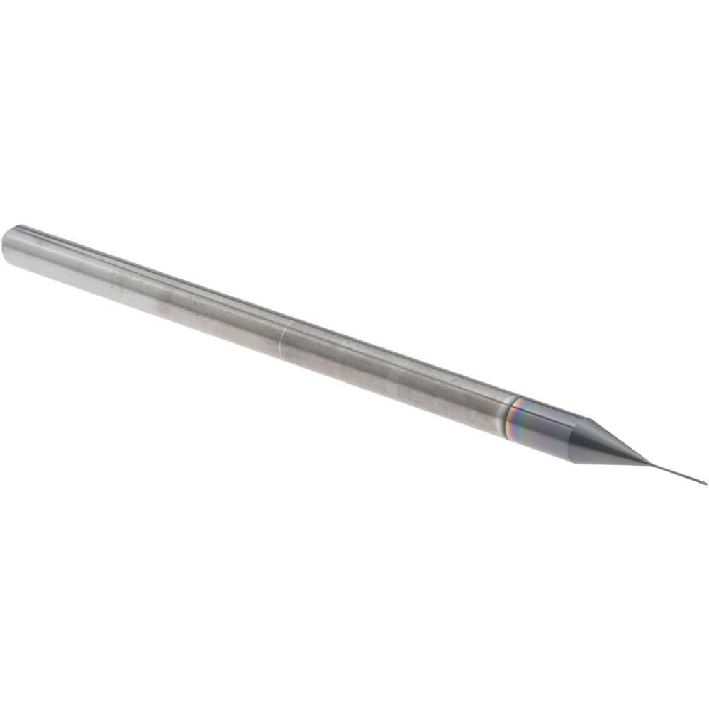 Ball End Mill: 0.0100" Dia, 0.0150" LOC, 3 Flute, Solid Carbide