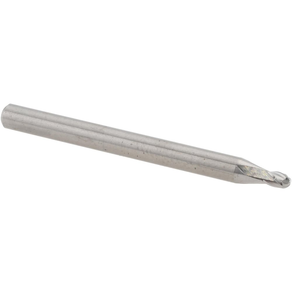 Ball End Mill: 0.0750" Dia, 0.1120" LOC, 4 Flute, Solid Carbide