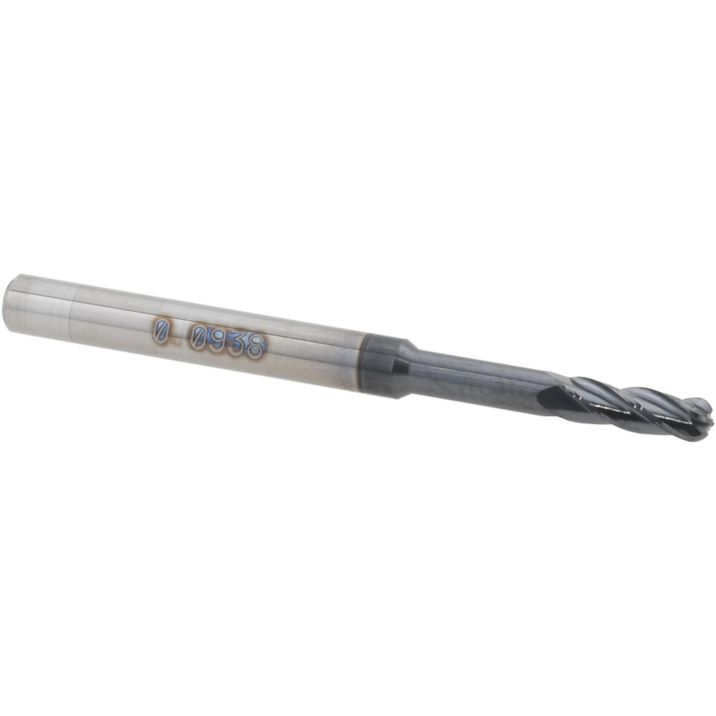 14797516 Ball End Mill: 3/32" Dia, 0.2790" LOC, 4 Flute, Solid Carbide  