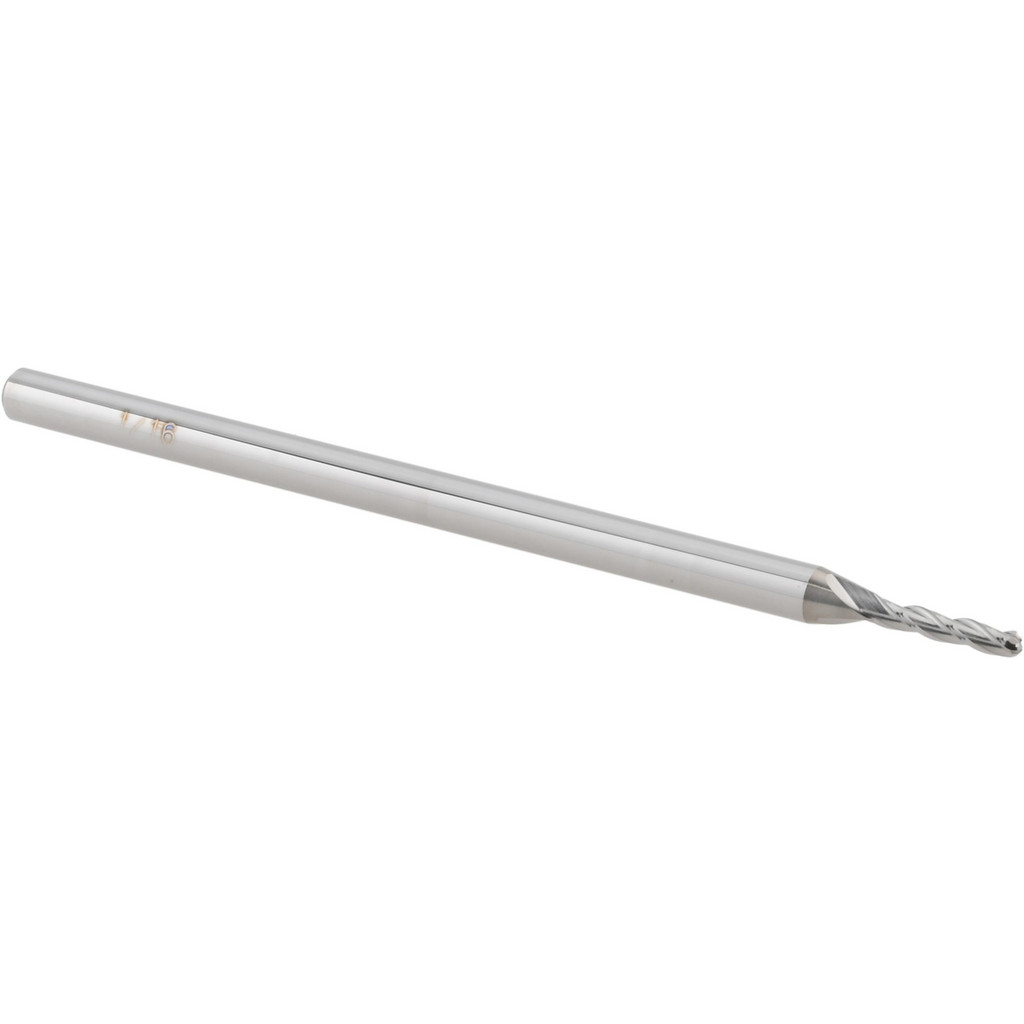 14797478 Ball End Mill: 1/16" Dia, 0.3120" LOC, 3 Flute, Solid Carbide  