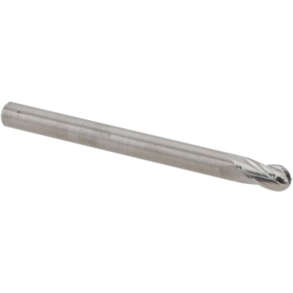 Ball End Mill: 1/8" Dia, 0.1880" LOC, 4 Flute, Solid Carbide