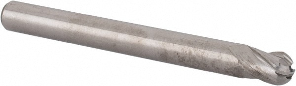 Ball End Mill: 0.25" Dia, 0.375" LOC, 4 Flute, Solid Carbide