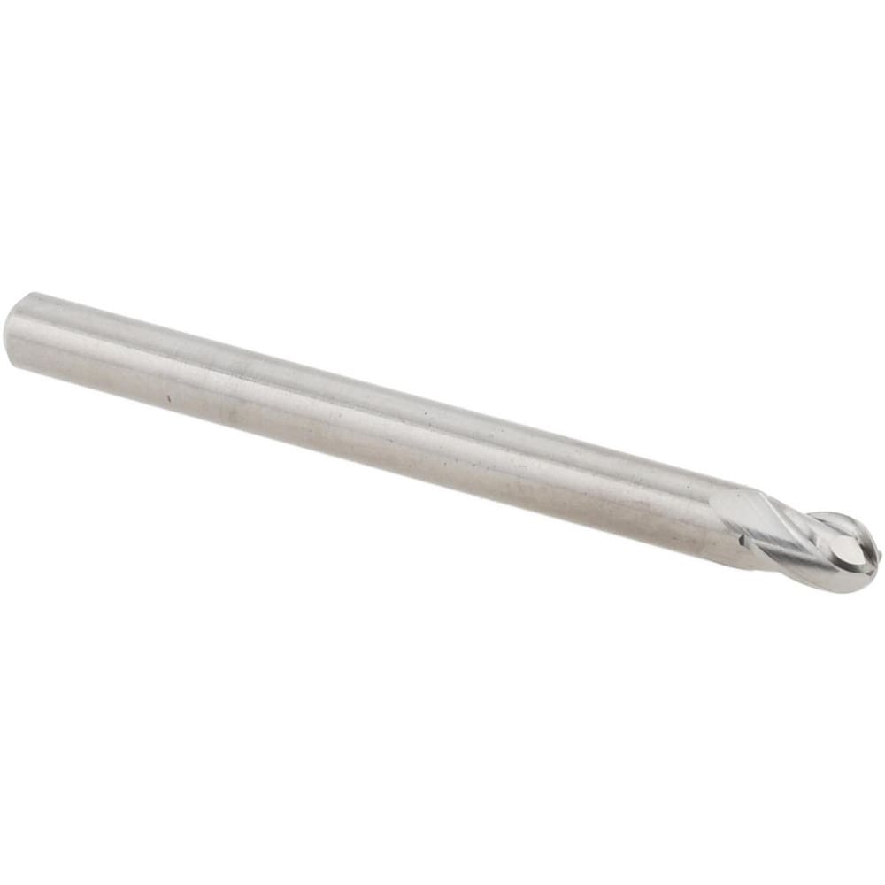 Ball End Mill: 0.1181" Dia, 0.1780" LOC, 4 Flute, Solid Carbide