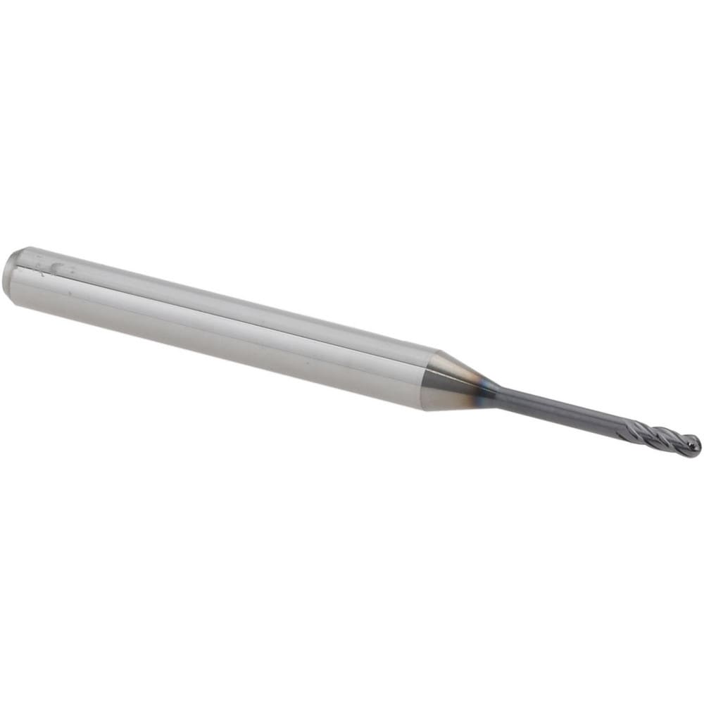 Ball End Mill: 3/64" Dia, 0.1410" LOC, 4 Flute, Solid Carbide