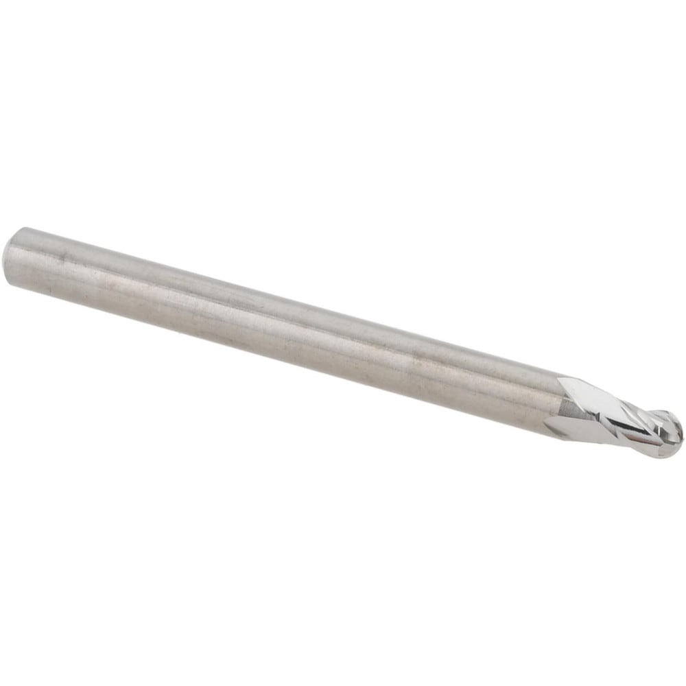 Ball End Mill: 0.0950" Dia, 0.1420" LOC, 4 Flute, Solid Carbide