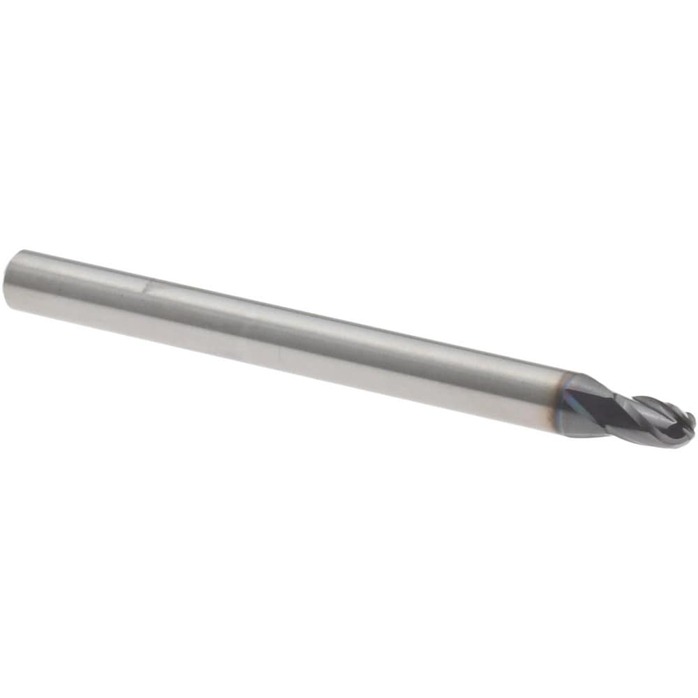 Ball End Mill: 3/32" Dia, 0.1410" LOC, 4 Flute, Solid Carbide