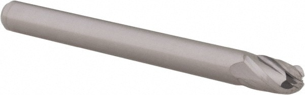Ball End Mill: 0.1875" Dia, 0.312" LOC, 4 Flute, Solid Carbide