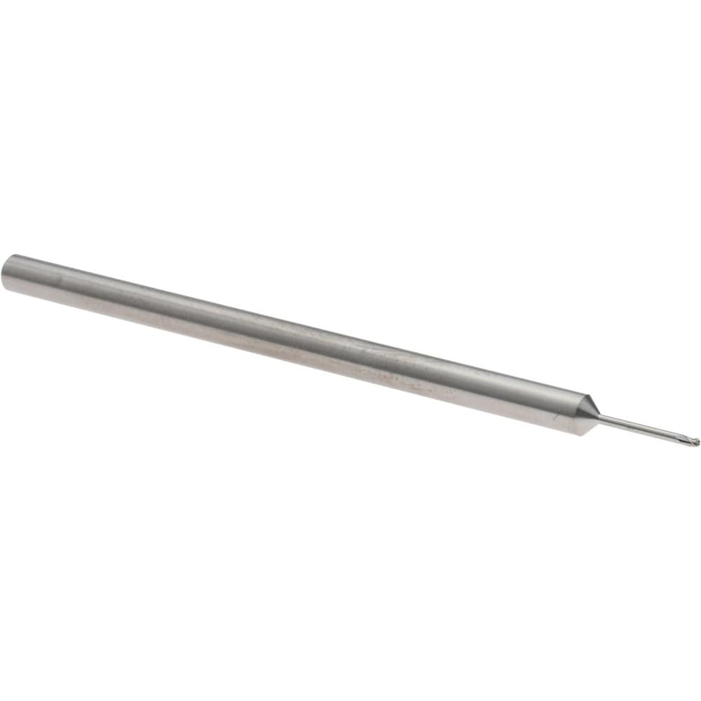 Ball End Mill: 1/32" Dia, 0.0460" LOC, 3 Flute, Solid Carbide