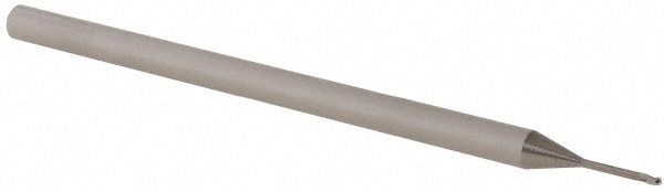 Ball End Mill: 0.03" Dia, 0.045" LOC, 3 Flute, Solid Carbide