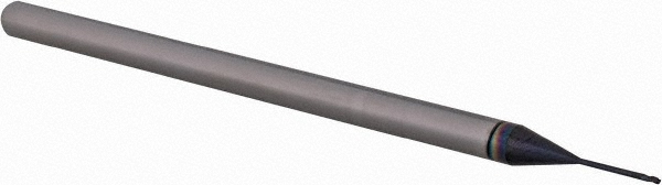 14883930 Ball End Mill: 0.02" Dia, 0.03" LOC, 3 Flute, Solid Carbide  