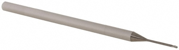 Ball End Mill: 0.03" Dia, 0.045" LOC, 3 Flute, Solid Carbide