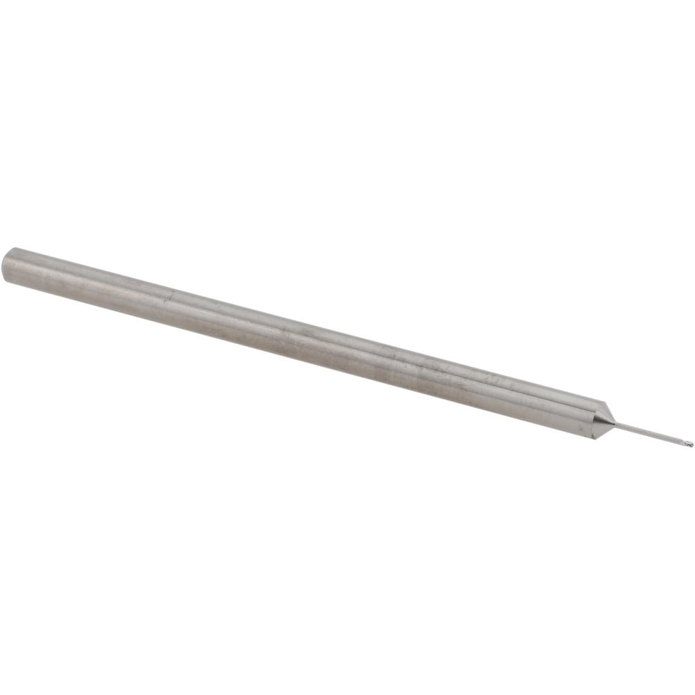Ball End Mill: 0.0200" Dia, 0.0300" LOC, 3 Flute, Solid Carbide