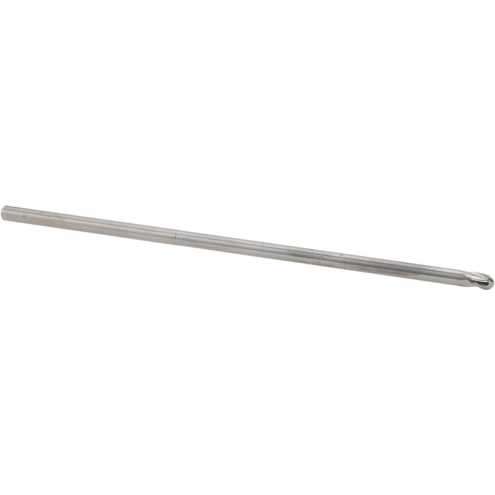 Ball End Mill: 1/8" Dia, 3/16" LOC, 3 Flute, Solid Carbide
